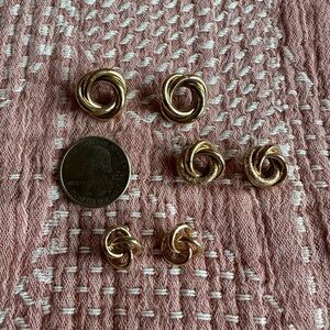 Gold Knot Stud Earrings Trio